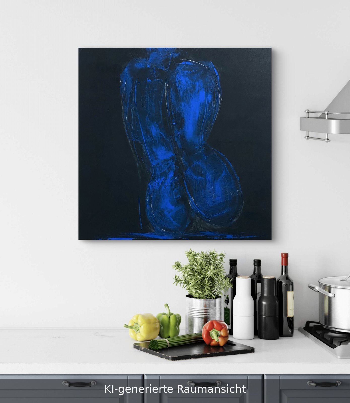 Weiblicher Akt sitzend Blau 4