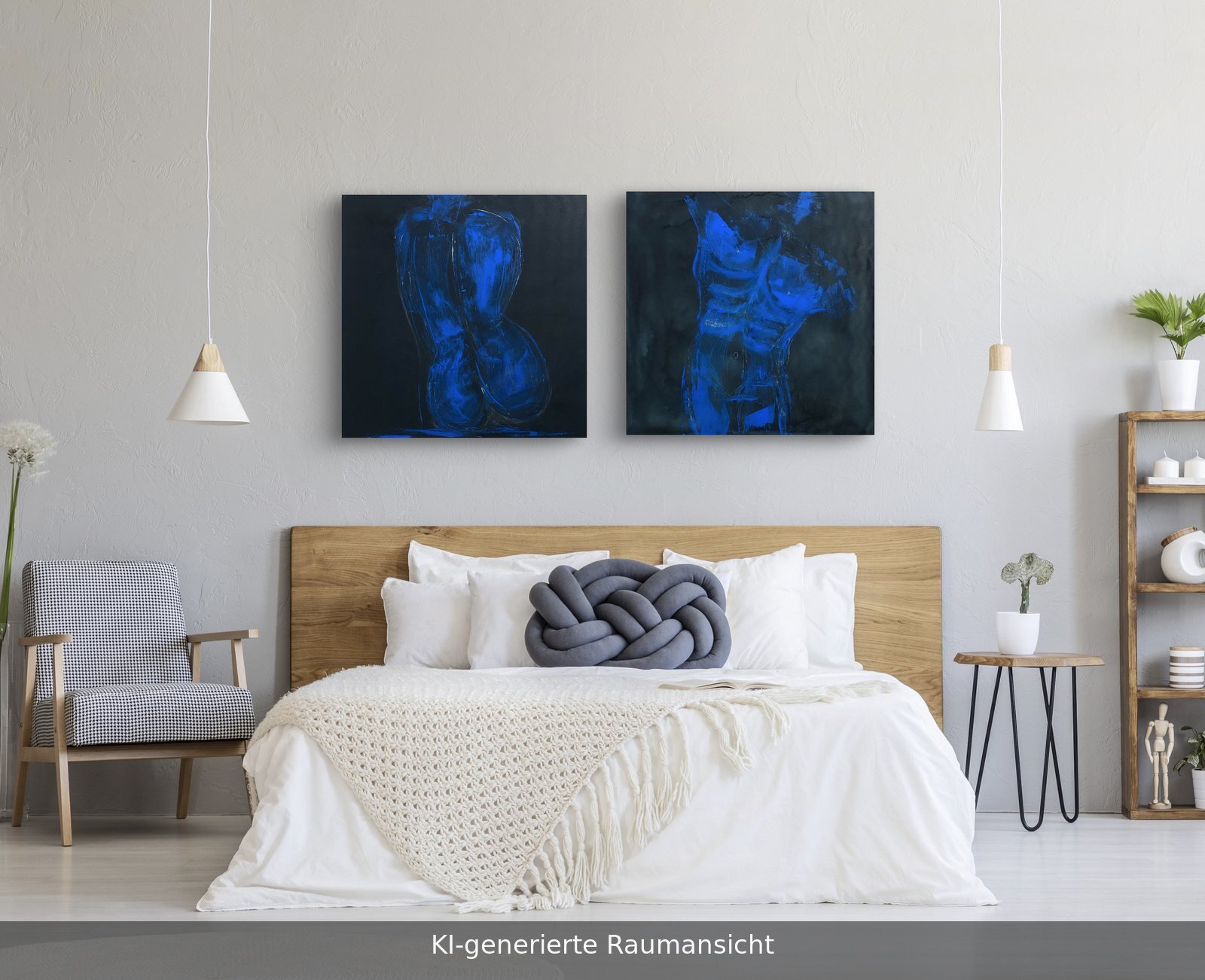 Weiblicher Akt sitzend Blau 5