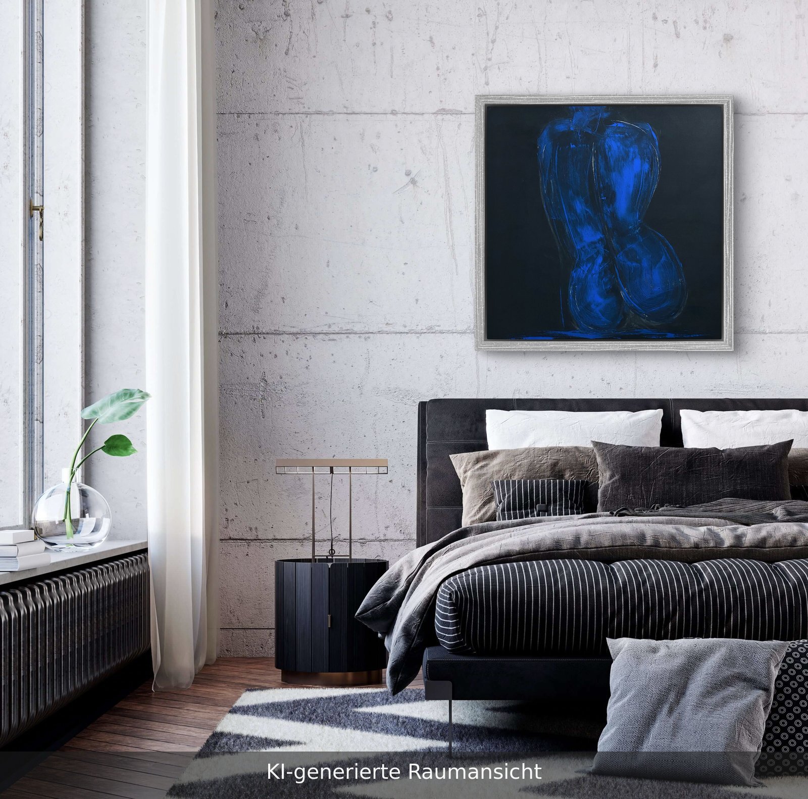 Weiblicher Akt sitzend Blau 6